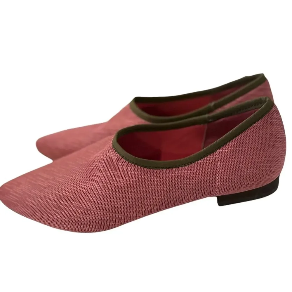 Lori Goldstein pink brown‎ trim knit uppers leather sole flats size 8M - Picture 6 of 10